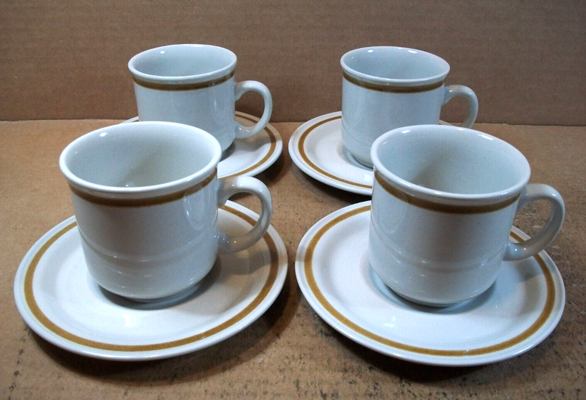 Set of 4 ~ Mountain Wood Collection ~ Vanilla Spice ~Small Coffee Cups &  Saucers | eBay