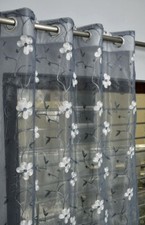 New 2 Piece Embroidery Floral Work Window Curtain Set - 5 feet