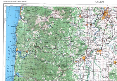 Salem, Oregon 1967 Topo Map US Army USGS 1:250000 Scale Topographic