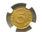 NGC MS-64 NAZI GERMAN SWASTIKA 1937-D 5 ReichsPfennig COIN 3rd-REICH MINT UNC! — photo 5