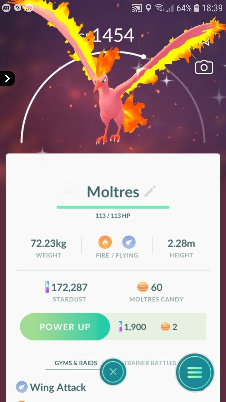 Shiny Moltres Pokemon Trade Go