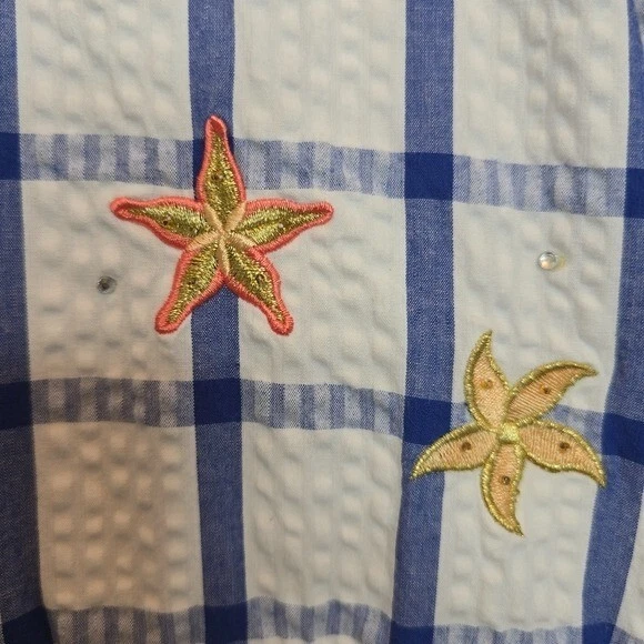 QUACKER FACTORY Crab Hood Jacket Seersucker Cotton Women 1X Coastal Grandma Y2K - Image 4 of 4