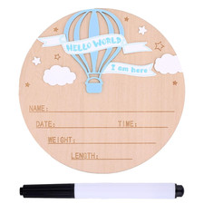 Birth Announcement Sign with Pen, 5.9In Wooden Birth Announcement Plaque Newborn