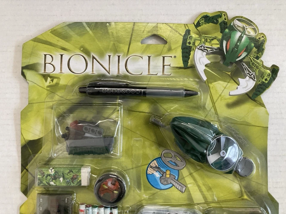 LEGO BIONICLE METRU NUI STATIONARY SET PEN RULER PENCILS CASE 2005 VINTAGE RARE - Image 3 of 4