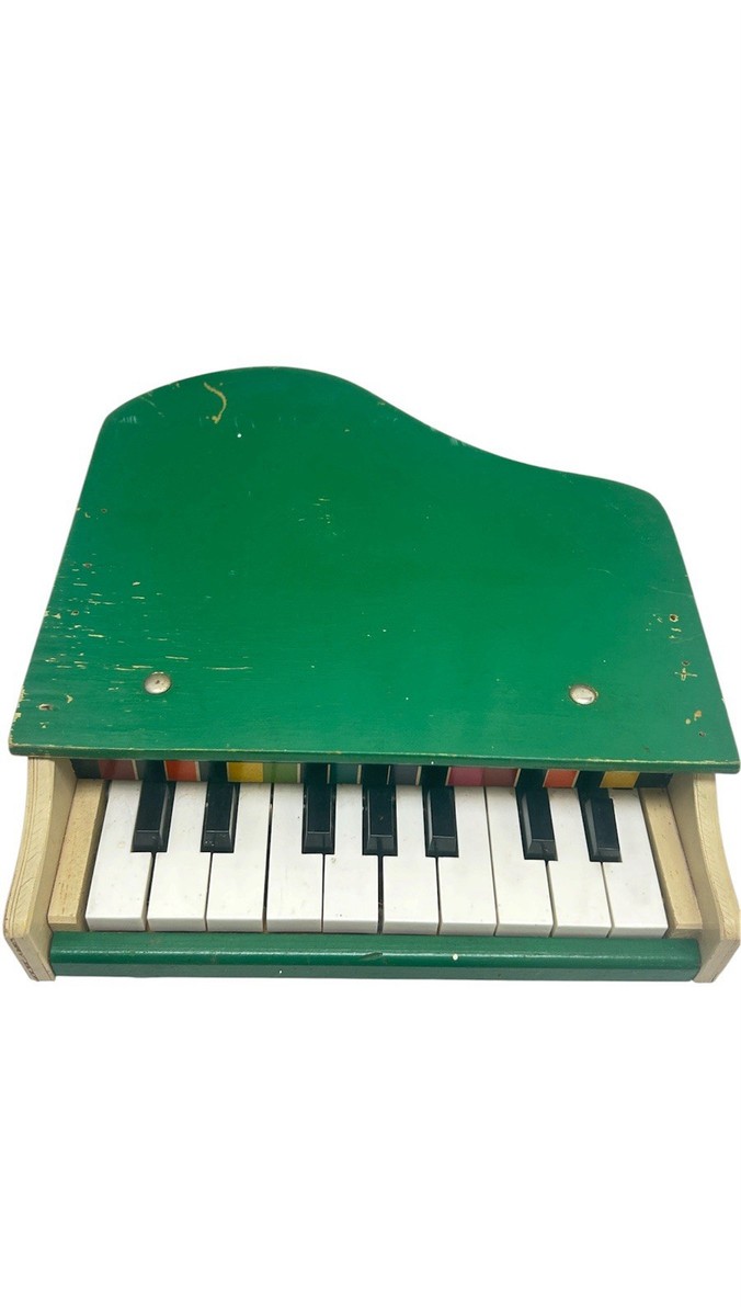 VINTAGE GREEN AND GOLD JAYMAR 17 KEY BABY GRAND PIANO 50s 60s