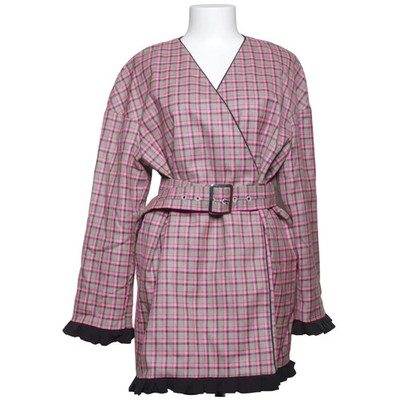 Lana Atelier, Strickjacke, Damen, Größe: M, Pink/Grau/Schwarz, Wolle, Karo #Lht