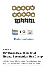 MITEE-BITE - 10207 1/2” Brass Hex, 10-32 Stud Thread