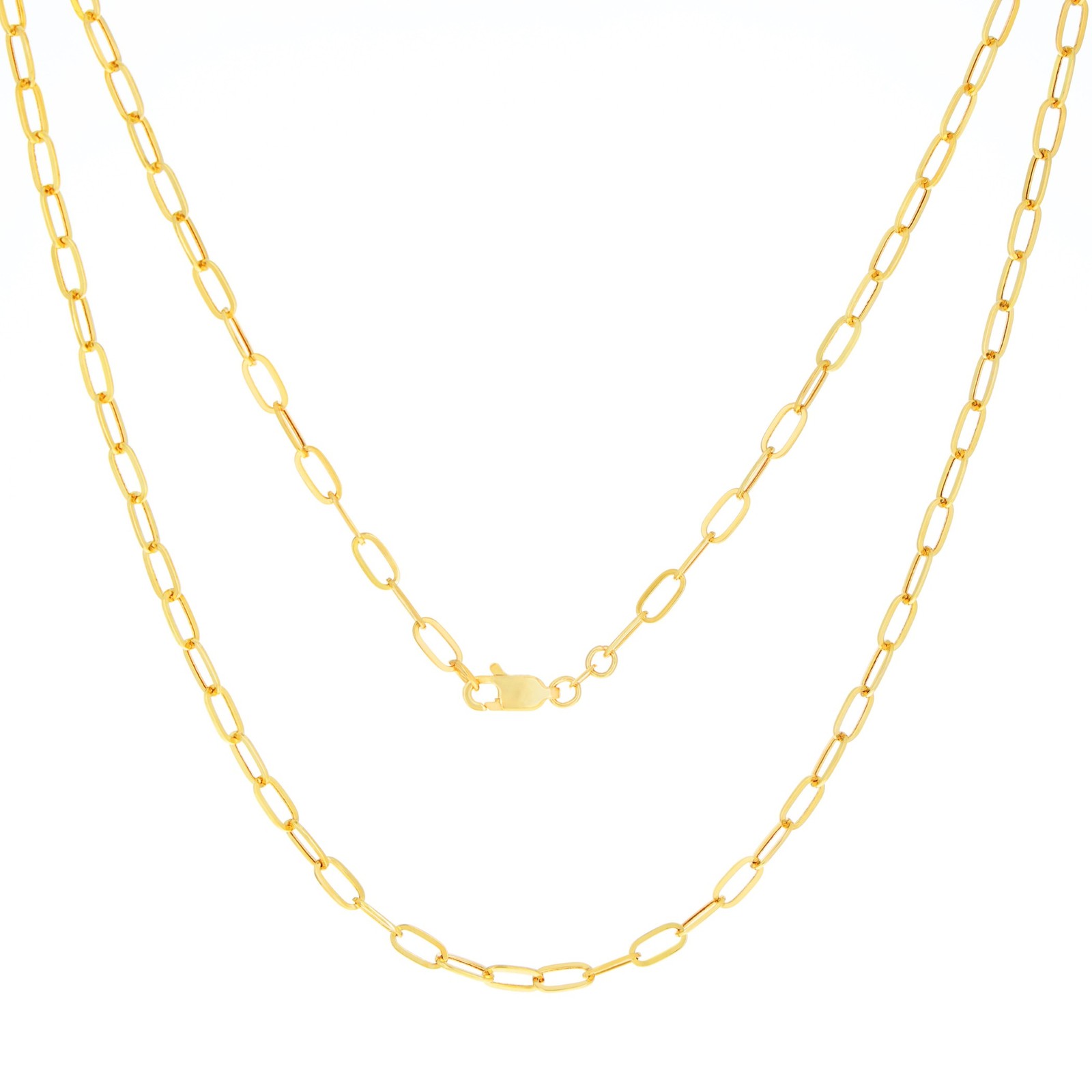 10k Yellow Gold 3mm Paperclip Chain Rolo Dainy Cable Link Necklace Men Women 24