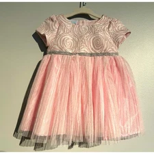 Nannette Baby Girl Party Dress – Rosettes, Tulle, Rhinestones – Size 3-6 Months