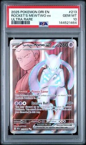 Team Rocket's Mewtwo EX 213/182 Ultra Rare Dri En-destined Rivals Pokemon PSA 10
