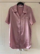Dusty pink short sleeve silky night dress nightie size medium 12-14 BHS