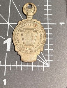 1880s Keystone Club POCKET WATCH Case Opener Fob Advertising TRAIN Locomotive