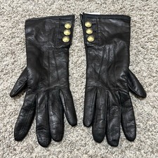 NEW Deadstock Coach Women s 3-Button Black Leather Gloves Cashmere Lining Size 8