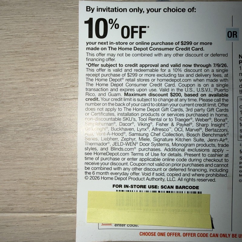 home depot 10 coupon
