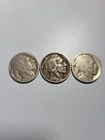 Lot of 3 Buffalo Nickel Coins. One dated 1936