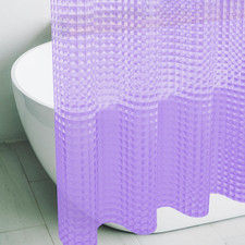 Purple 3D Crystal Plastic Shower Curtain Liner, 72x72 Inch Thin Lightweight Ice