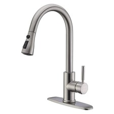 High-Arc Pull-Down Kitchen Faucet Brushed Nickel 3-Mode Sprayer