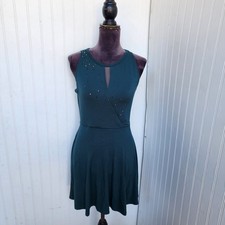 Lulus Dress Women’s Emerald Green Mini Fit And Flare Sleeveless Rhinestone XS