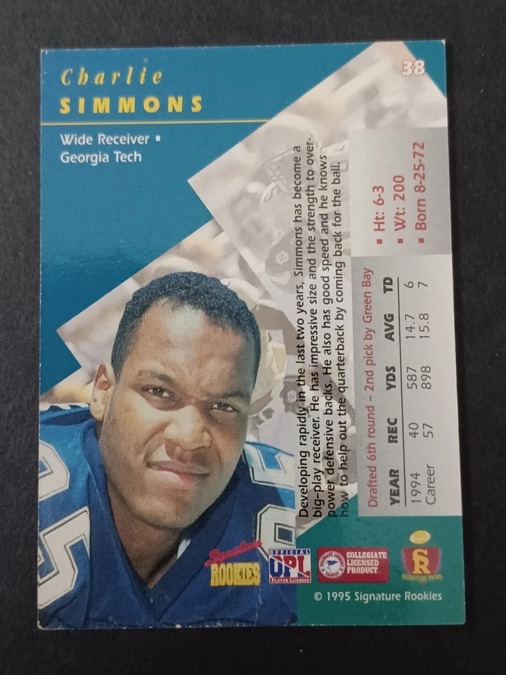 Charlie Simmons 1995 Signature Rookies Signature Prime Auto - Georgia Tech - Image 2 of 2