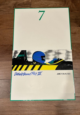 VINTAGE DETROIT GRAND PRIX 7 VII 1988 POSTER INDY CAR FORMULA 1 RACING SENNA