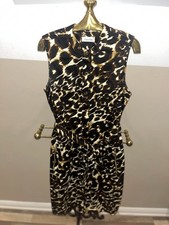 Calvin Klein Sleeveless Leopard Print Button-Down Utility Dress