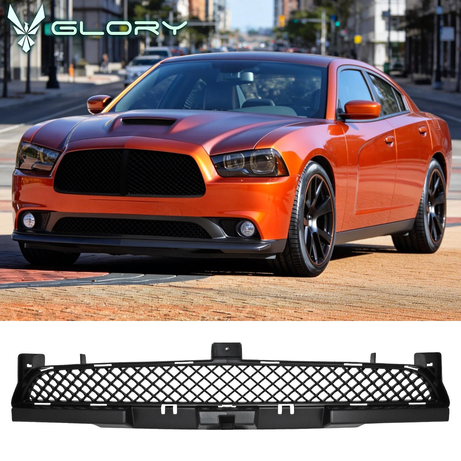 Fits 11-13 Dodge Charger Bentley Mesh Style Front Bumper Grille Unpainted ABS