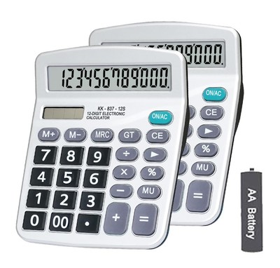 Calculator, Dual Power Handheld Desk Calculator with 12 Digit Large LCD Displ...