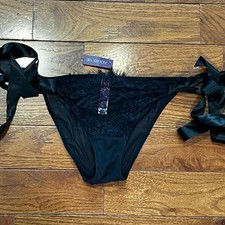 Adore Me Black Lace Ribbon Tie Panty Small NWT Lingerie