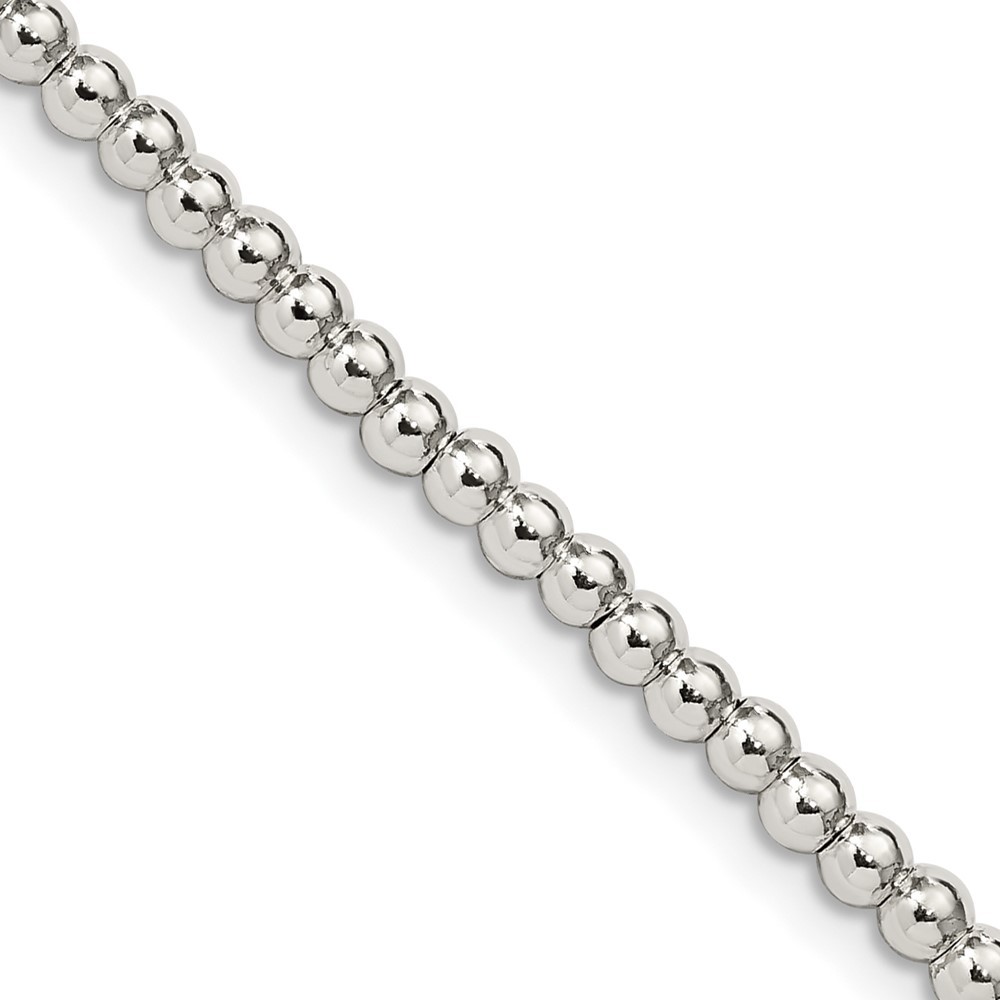925 Sterling Silver 3mm Beads on Box Chain Necklace 18