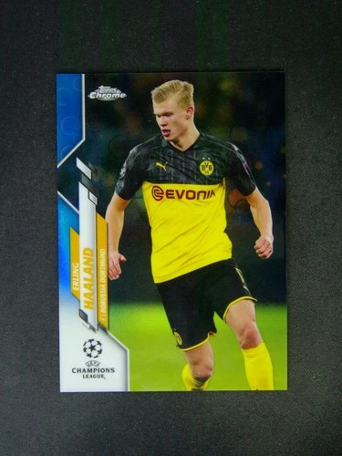 2019-20 Topps Chrome UEFA Erling Haaland #74 RC Rookie SSP blue bubbles