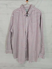 L.L.Bean Men 18/36 Red Check Wrinkle Resistant Traditional Fit Button Down Shirt