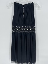 Jessica Howard Evening Cocktail Black Dress Womens 6 Sleeveless Rhinestones Hot