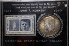 1964 Kennedy Half Dollar 50C Coin & Memorial Stamp Set Uncertified Collectible