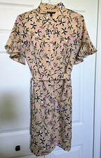 Banana Republic Tan Floral Print Women's Shirt Dress SIZE 10