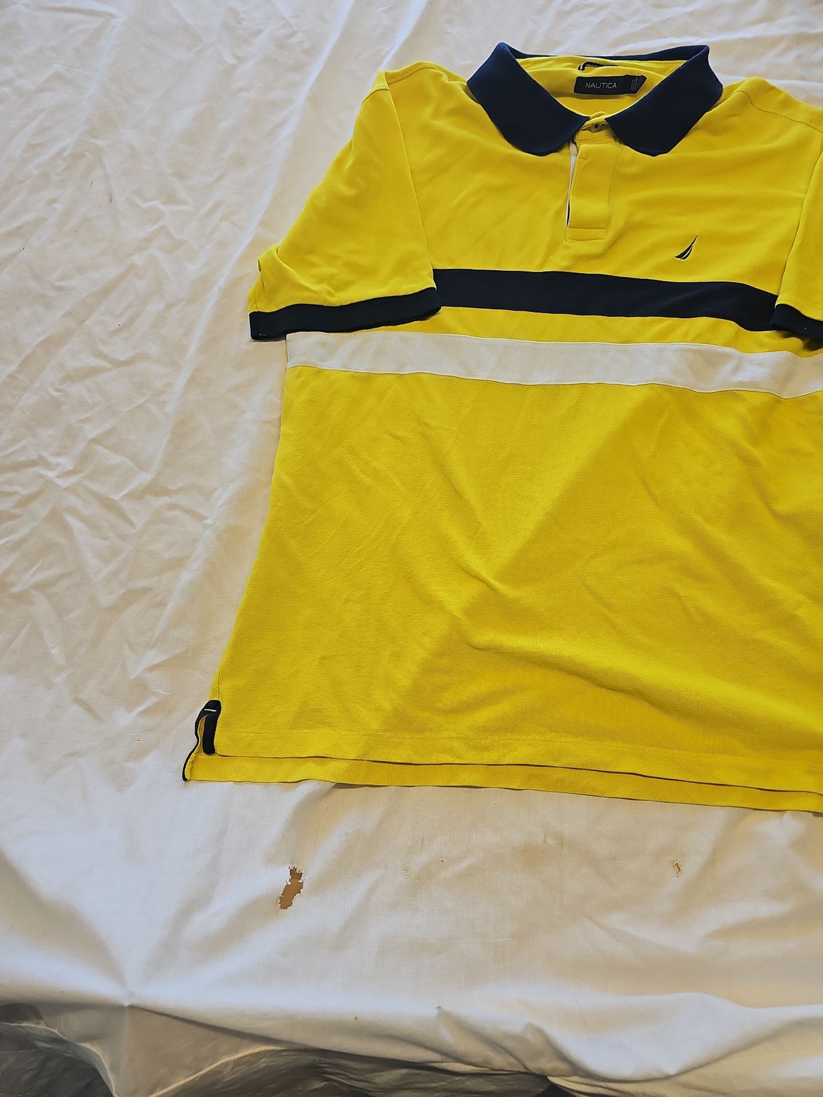 Nautica Men's Yellow Stripe Polo Shirt  F547 image 3