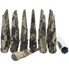 24 Pcs Spiked Camo Lug Nuts 14x1.5 4.4 Tall Fits Chevy Silverado Sierra