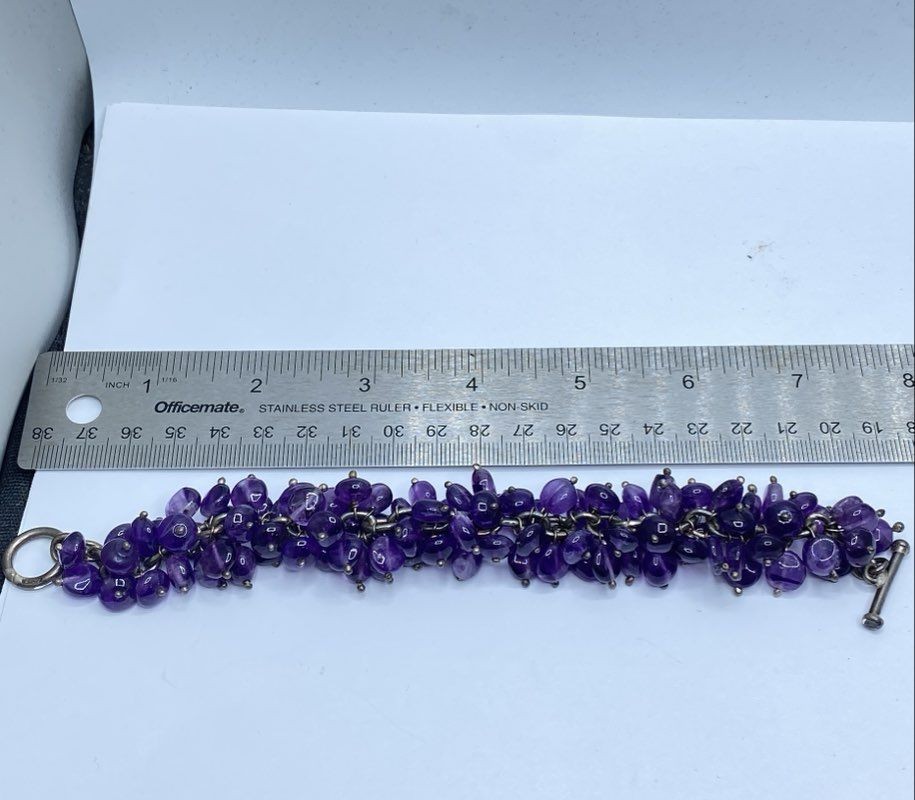 Sterling Silver Amethyst Stone Multi Cluster 8" T… - image 8