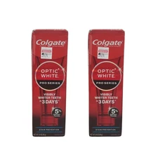 SET OF 2 NEW Colgate Optic White Pro Series Toothpaste Stain Prevention - 3 oz
