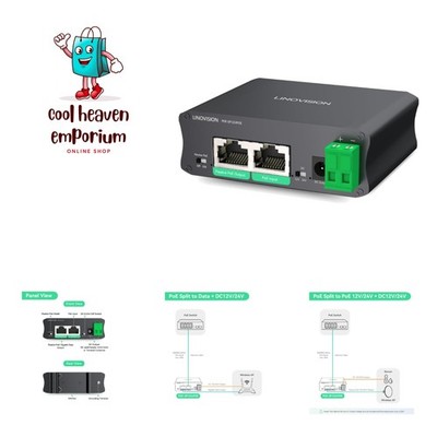Industrial Gigabit 30W PoE Splitter with Switchable DC12V/24V Output and Pass...