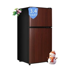 OOTDAY 3.4 Cu.Ft Compact Refrigerator, Small Fridge with Double Door, Apartm...