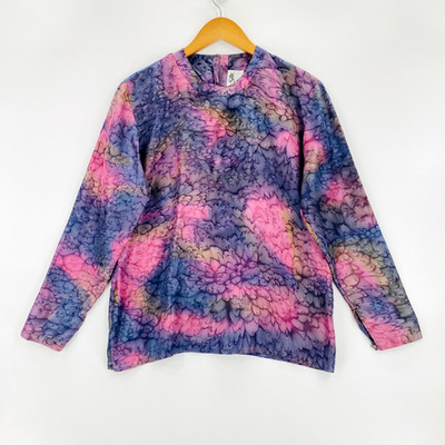 The Silk Collection Top Women's Size 8 Blue Long Sleeve Round Neck 100% Silk