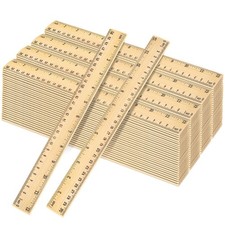 100 Pack Wooden Ruler 12 Inch, Rulers Bulk for Classroom, Wood Ruler with Cen...