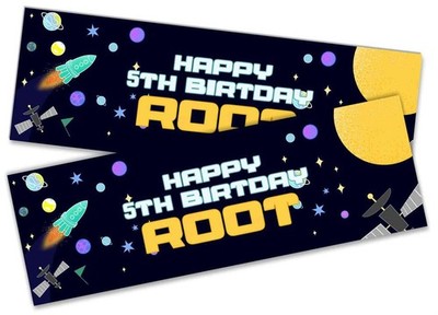 Personalised Space Birthday Banners Custom Kids Party - Any Name Age 125