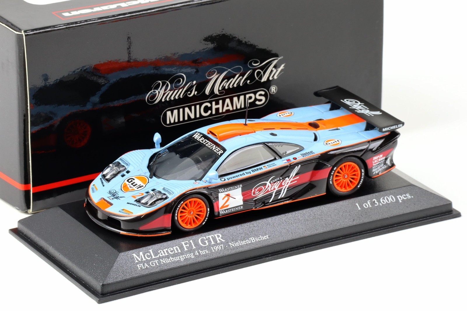 1:43 Minichamps Mclaren F1 GTR Long Tail Fia Gt 4 Hrs 1997 Gulf #2 Nielsen/
