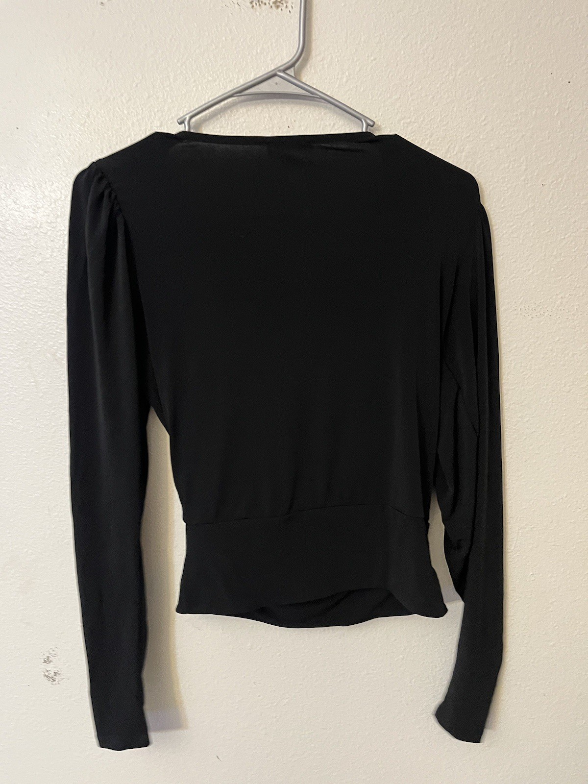Express Black Solid Long Sleeve Wrap Tie Waist Bl… - image 2