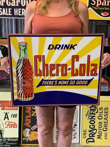 Antique Vintage Old Style Metal Sign Chero Cola 17x22 Made in USA