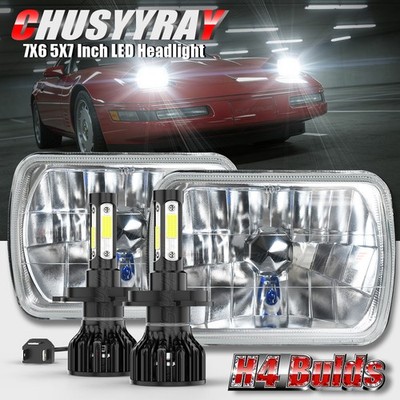 2X 7x6'' Inch LED Headlight H4 Hi-Low For Chevy Corvette C4 1984-1996 Sealed Beam