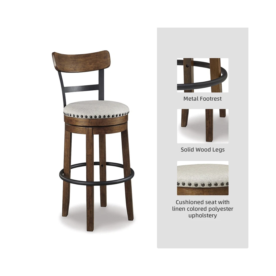 Taburete de bar giratorio Ashley Furniture Valebeck Engineered Wood 31"H en marrón Foto 4 de 4