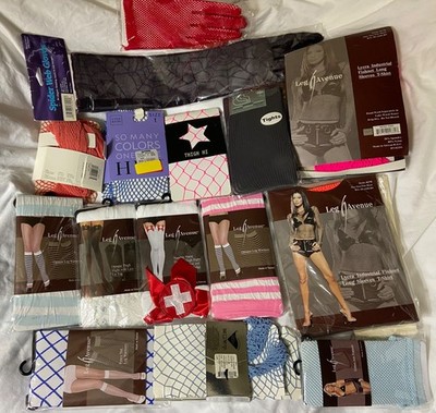 16 Pc Leg Avenue Hosiery Costume Lot NEW Fishnet Thigh High Halloween Nurse Goth