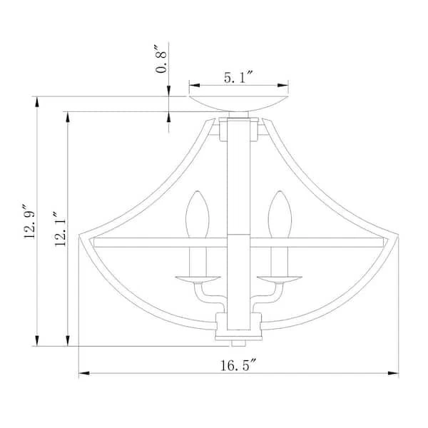12,9 pulgadas. Luz de montaje semi-al ras interior negra de 4 luces con kit de luz Foto 2 de 3
